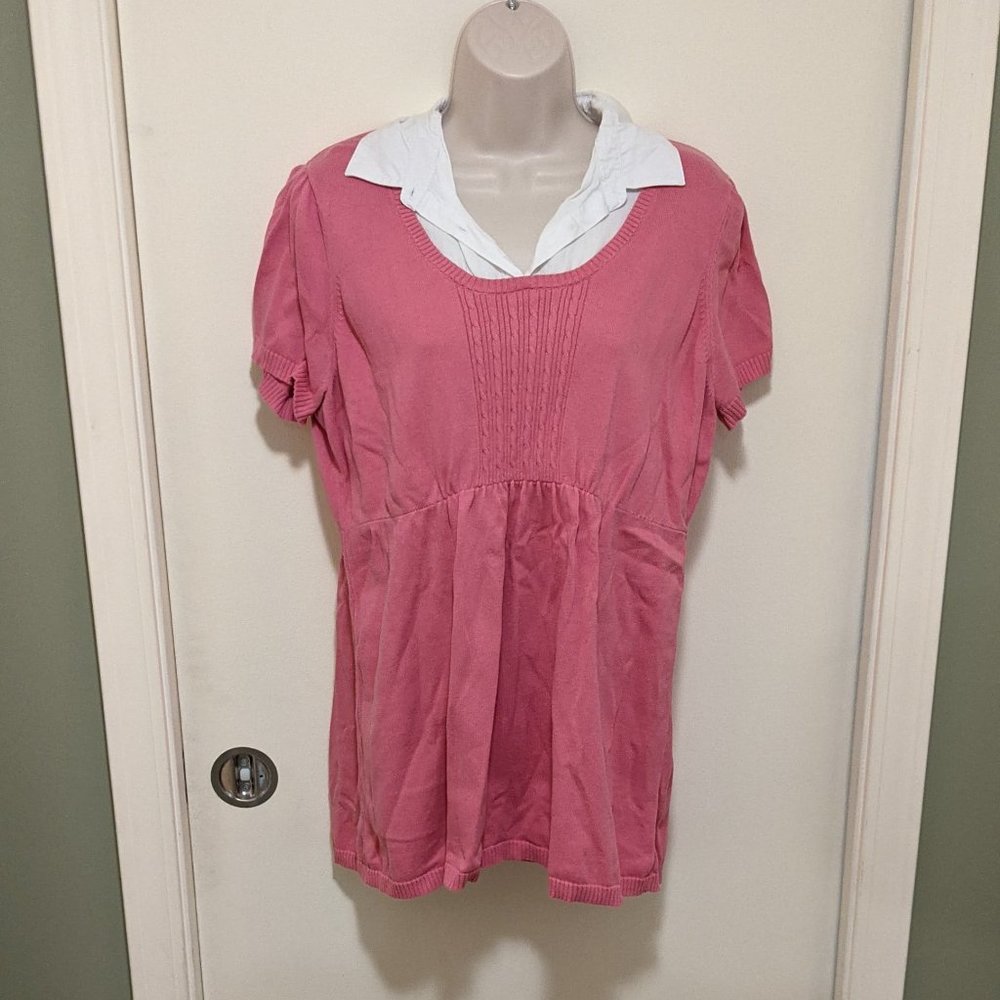 Women's Two Hearts Maternity Sweater Top Pink